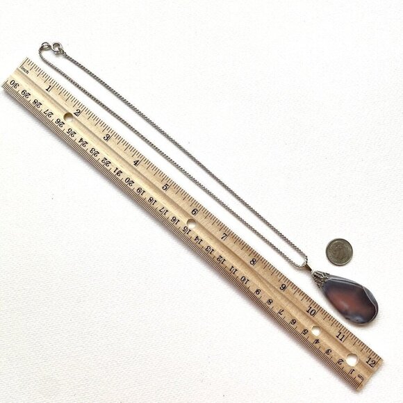 Botswana Agate 2โ Teardrop Pendant with 18โ Durable Silvertone Chain LOVELY - Picture 4 of 4